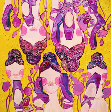 Malarstwo zatytułowany „Фиолетовые пуанты” autorstwa Кристина Трубицына, Oryginalna praca, Olej Zamontowany na Drewniana ram…