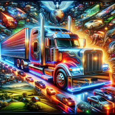 "Trucking PowerHouse…" başlıklı Dijital Sanat Truckersrule tarafından, Orijinal sanat, AI tarafından oluşturulan görüntü