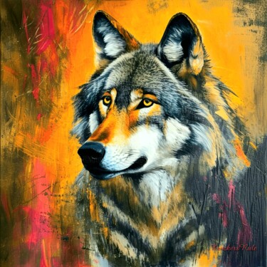 Arts numériques intitulée "Wolf portrait  1" par Truckersrule, Œuvre d'art originale, Peinture numérique