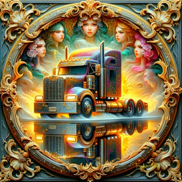 Arts numériques intitulée "Trucking Goddesses" par Truckersrule, Œuvre d'art originale, Peinture numérique