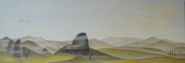 Painting titled "Le brouillard" by Truss Bongers - Van Lierop, Original Artwork, Oil Mounted on Wood Stretcher frame