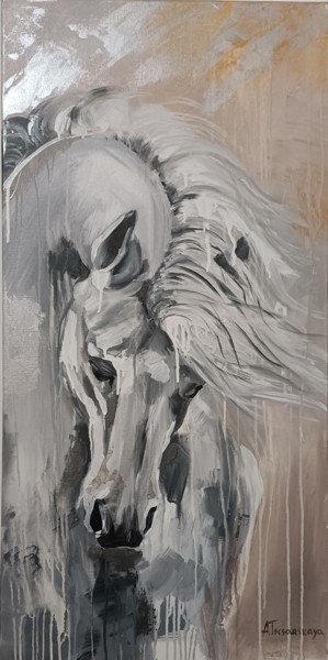 「Horse freedom」というタイトルの絵画 Aliaksandra Tsesarskayaによって, オリジナルのアートワーク, アクリル