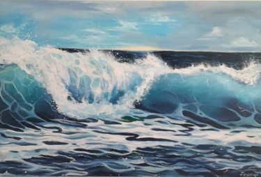Painting titled "Wave 1" by Aliaksandra Tsesarskaya, Original Artwork, Acrylic