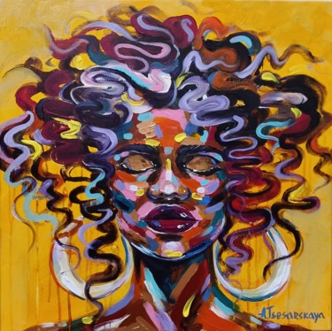 Painting titled "African beauty" by Aliaksandra Tsesarskaya, Original Artwork, Acrylic