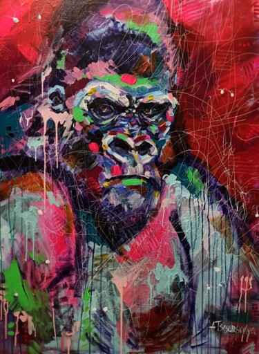 Peinture intitulée "King Kong- gorilla…" par Aliaksandra Tsesarskaya, Œuvre d'art originale, Acrylique