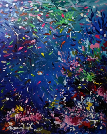 Картина под названием "Underwater - colorf…" - Aliaksandra Tsesarskaya, Подлинное произведение искусства, Акрил