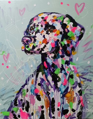 Malarstwo zatytułowany „Dalmatian - colorfu…” autorstwa Aliaksandra Tsesarskaya, Oryginalna praca, Akryl Zamontowany na Drew…