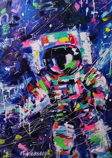 Pittura intitolato "Starman - colorful…" da Aliaksandra Tsesarskaya, Opera d'arte originale, Acrilico