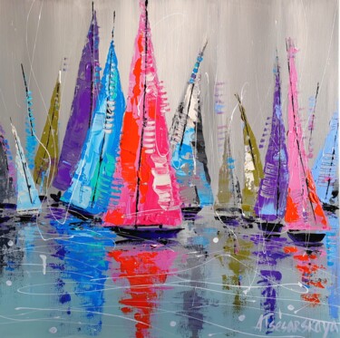 Malarstwo zatytułowany „Sailing - colorful…” autorstwa Aliaksandra Tsesarskaya, Oryginalna praca, Akryl Zamontowany na Drewn…