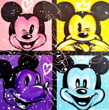 Painting titled "Mickey mouse" by Aliaksandra Tsesarskaya, Original Artwork, Acrylic Mounted on Wood Stretcher frame