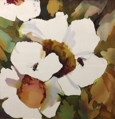 Картина под названием "пчелка" - Татьяна Шутова, Подлинное произведение искусства, Ткань Установлен на картон