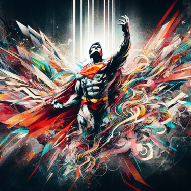Digitale Kunst mit dem Titel "Superman, le sauveu…" von Tsuiho, Original-Kunstwerk, KI-generiertes Bild