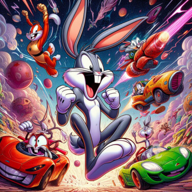 Arts numériques intitulée "Bugs Bunny, d'humeu…" par Tsuiho, Œuvre d'art originale, Image générée par l'IA