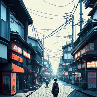 Arte digitale intitolato "rue des vies" da Tsuiho, Opera d'arte originale, Immagine generata dall'IA