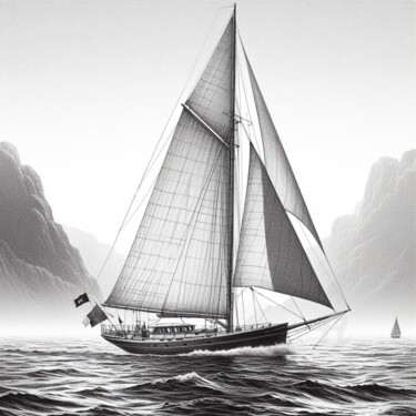 Цифровое искусство под названием "Voyage sur l'eau" - Tsuiho, Подлинное произведение искусства, Изображение, сгенерированное…