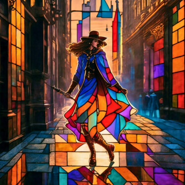 Digital Arts titled "Stained Glass Dress" by Tucari P, Original Artwork, Digital Painting