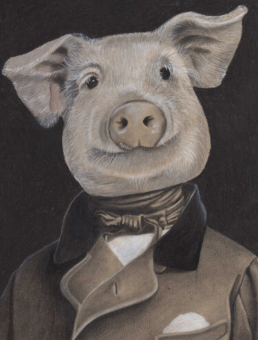 Dessin intitulée "Bacon" par Txuscuende, Œuvre d'art originale, Fusain