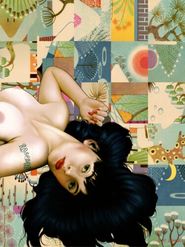 Digitale Kunst getiteld "Rosebud Girl" door Udo P. Linke, Origineel Kunstwerk, Olie