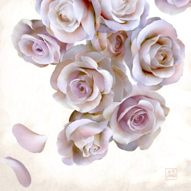 Digitale Kunst mit dem Titel "Roses Of Light" von Udo P. Linke, Original-Kunstwerk, Öl