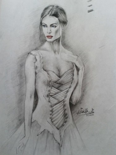 Dibujo titulada "Karakalem Top Model…" por Uğur Ergül, Obra de arte original