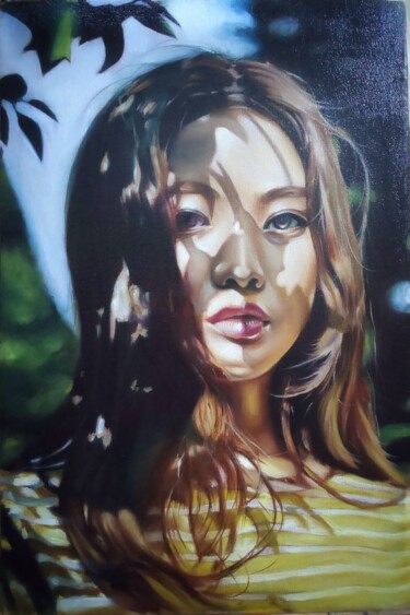 Painting titled "beauty" by Ujang Ismail, Original Artwork, Oil