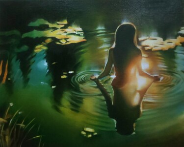 Peinture intitulée "Women and silence" par Ujang Ismail, Œuvre d'art originale, Huile Monté sur Châssis en bois