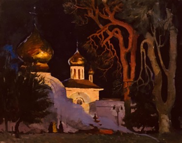 Pintura intitulada "Cathedral of the As…" por Uktam Isirgapov, Obras de arte originais, Óleo Montado em Armação em madeira