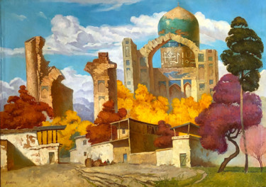 Картина под названием "Bibikhanum" - Uktam Isirgapov, Подлинное произведение искусства, Масло Установлен на Деревянная рама…