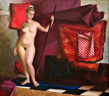 Schilderij getiteld "“nude model”" door Uktam Isirgapov, Origineel Kunstwerk, Olie