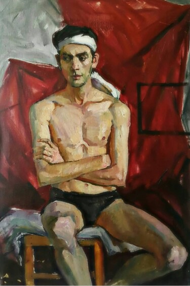 绘画 标题为““Male nude model”” 由Uktam Isirgapov, 原创艺术品, 油