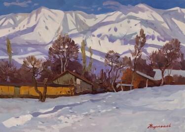 Peinture intitulée "Village" par Uktam Isirgapov, Œuvre d'art originale, Huile