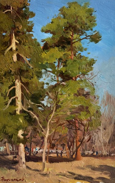Schilderij getiteld "«Forest»" door Uktam Isirgapov, Origineel Kunstwerk, Olie