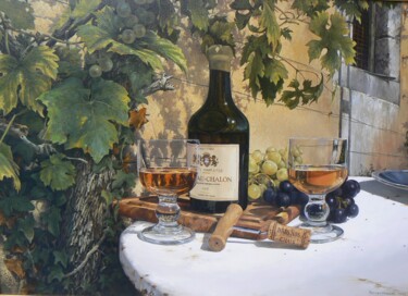 Pintura titulada "VIN JAUNE" por Uladzimir Anishchanka, Obra de arte original, Oleo Montado en Bastidor de camilla de madera