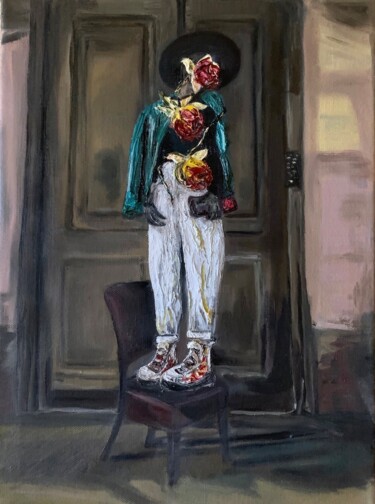 Ζωγραφική με τίτλο "девушка на прогулке" από Юлия Ламзина (Julia Roelova), Αυθεντικά έργα τέχνης, Λάδι Τοποθετήθηκε στο Ξύλι…
