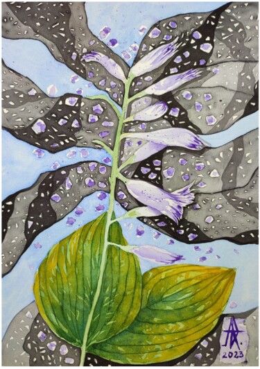 Pintura intitulada "Wild flower" por Ulia Nagornaa, Obras de arte originais, Aquarela