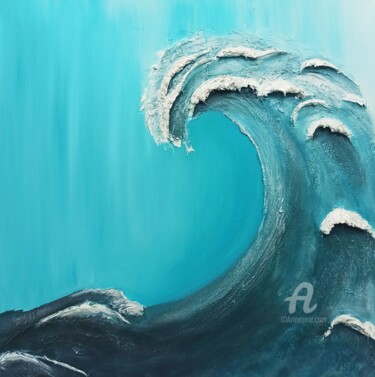 Painting titled "Surrealism Wave tex…" by Uliana Saiapina, Original Artwork, Acrylic Mounted on Wood Stretcher frame