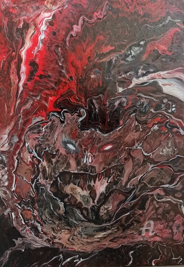 Pintura titulada "Echoes of the Abyss…" por Uliana Saiapina, Obra de arte original, Acrílico Montado en Bastidor de camilla…