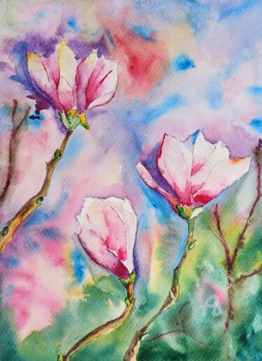 Schilderij getiteld "Watercolor painting…" door Uliana Saiapina, Origineel Kunstwerk, Aquarel