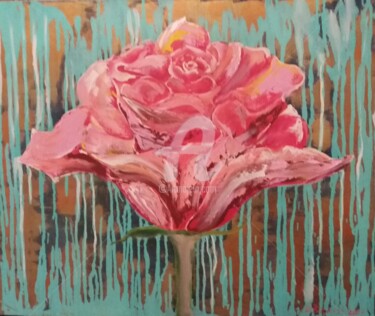 Peinture intitulée "La rose" par Uljana Bekis, Œuvre d'art originale, Huile