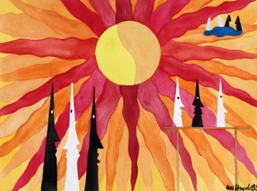 Pintura intitulada "People In The Sun" por Ulli Heupel, Obras de arte originais, Óleo