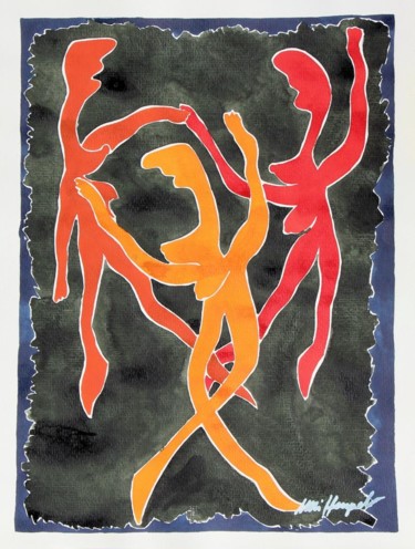 Malerei mit dem Titel "Drei tanzende Mädch…" von Ulli Heupel, Original-Kunstwerk, Öl
