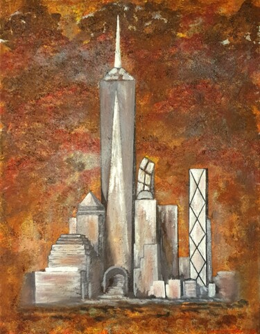 Painting titled "New York skyline,…" by Ulrich Wandelt, Original Artwork, Oil