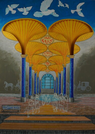 Malerei mit dem Titel "Alte Börse Frankfurt" von Ulrike Lucas, Original-Kunstwerk, Acryl
