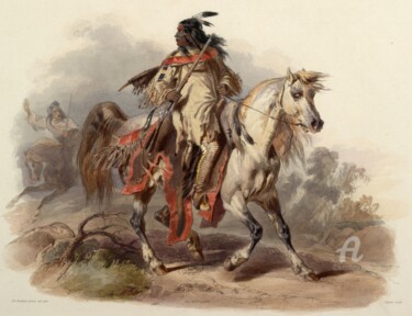 Digital Arts titled "Native warrior" by Ivan Venerucci, Original Artwork, Digital Painting