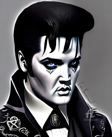 「Elvis Presley Gothic」というタイトルのデジタルアーツ Ivan Venerucciによって, オリジナルのアートワーク, 2Dデジタルワーク