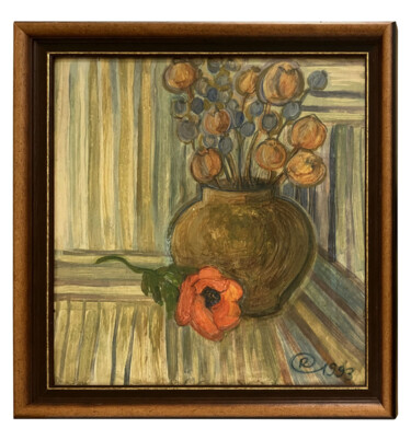 Pittura intitolato "Still life Poppies…" da Ulyana Krakovetska, Opera d'arte originale, Olio