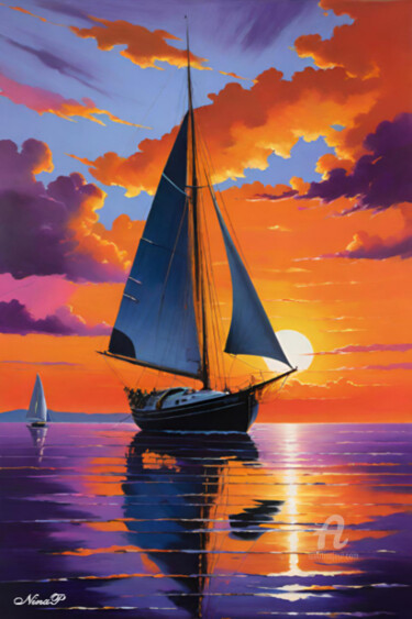 Цифровое искусство под названием "Horizon Glide- sail…" - Umculi, Подлинное произведение искусства, Цифровая живопись