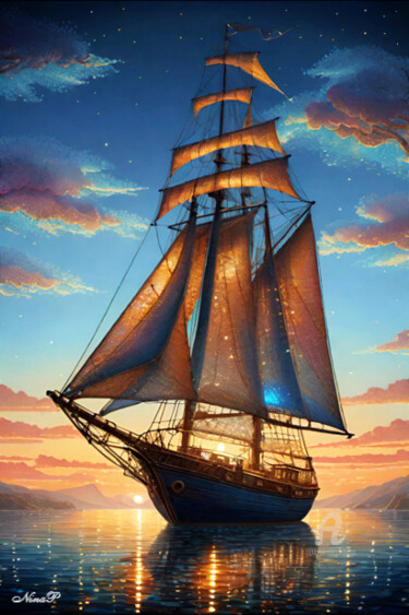 Digital Arts titled "Nautical Dream- sai…" by Umculi, Original Artwork, Digital Painting