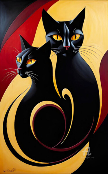 Arte digital titulada "Cats are beloved fu…" por Umculi, Obra de arte original, Pintura Digital