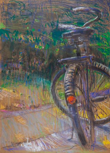 Schilderij getiteld "Old Bike | Stary ro…" door Edward Umiński, Origineel Kunstwerk, Pastel